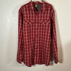 Eddie Bauer Red Plaid Flannel Outdoors Man Shirt Size Large Tall